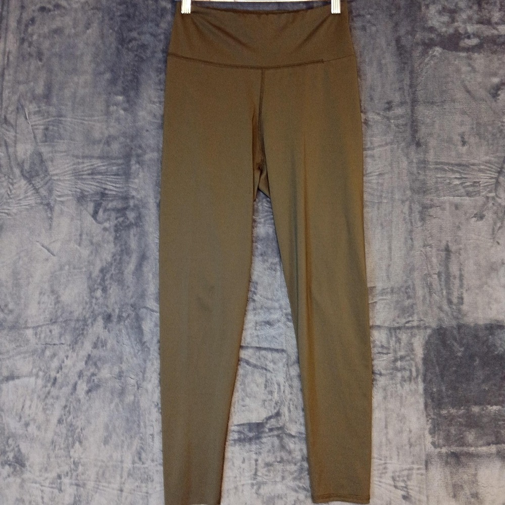 Lulus Pants Womens Small Olive Green High Rise Leggings Made USA Stretch P5001